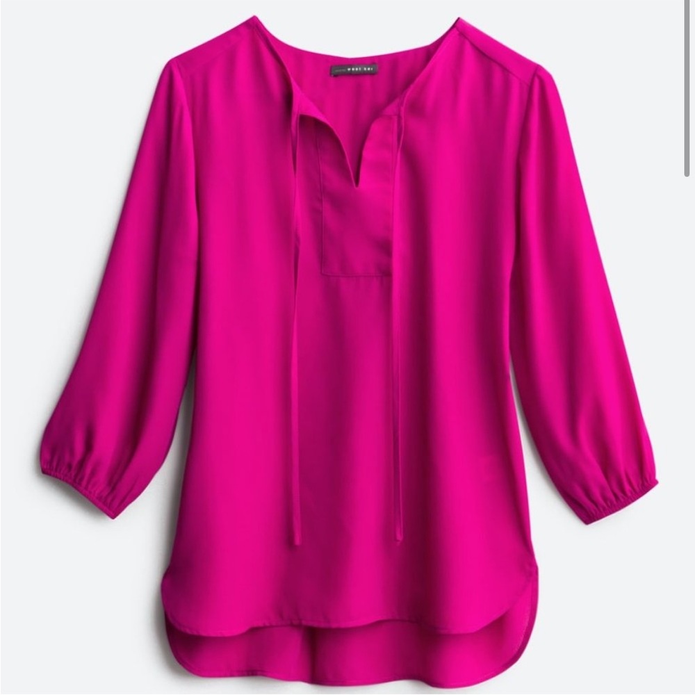 West Kei Fuchsia Cassia Tie Detail Blouse, Size M